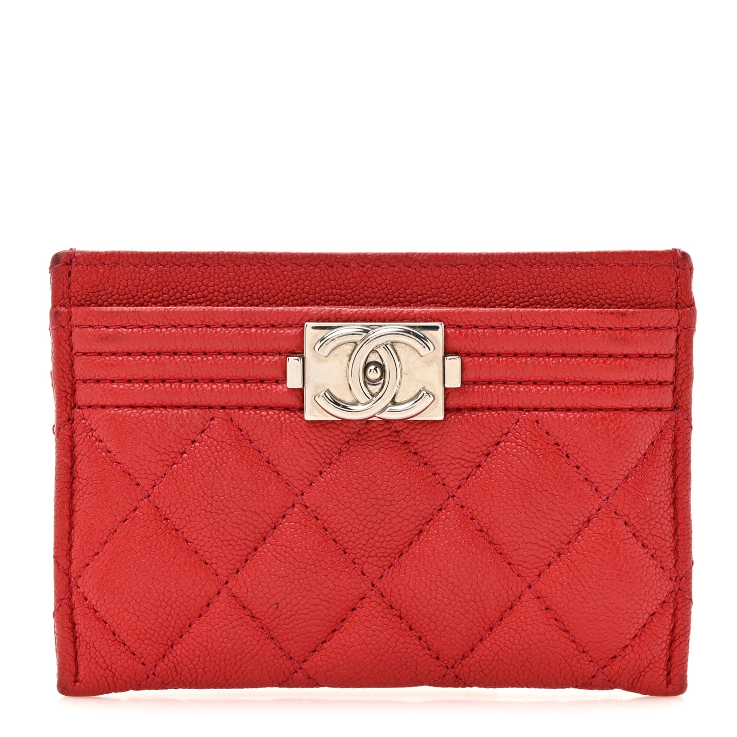 Caviar Quilted Boy Card Holder Red