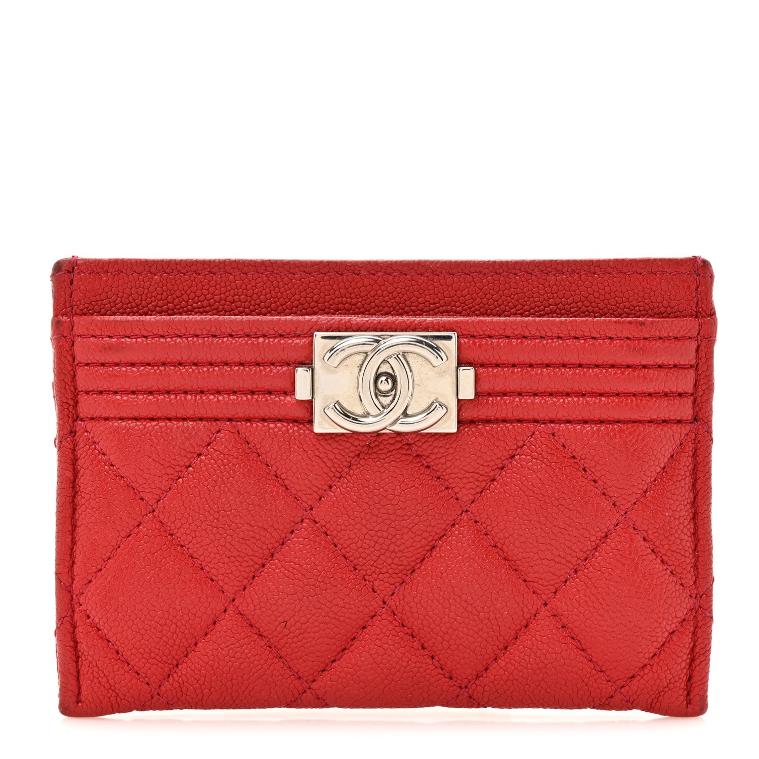 Chanel Caviar Quilted Boy Card Holder Red 1 of 13