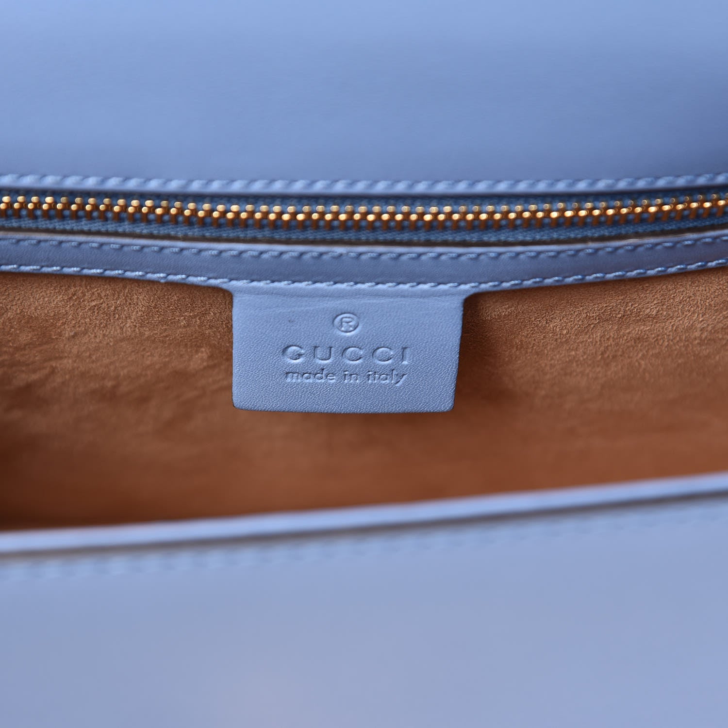 Gucci Calfskin Small Sylvie Shoulder Bag Clear Sky Blue 7 of 10