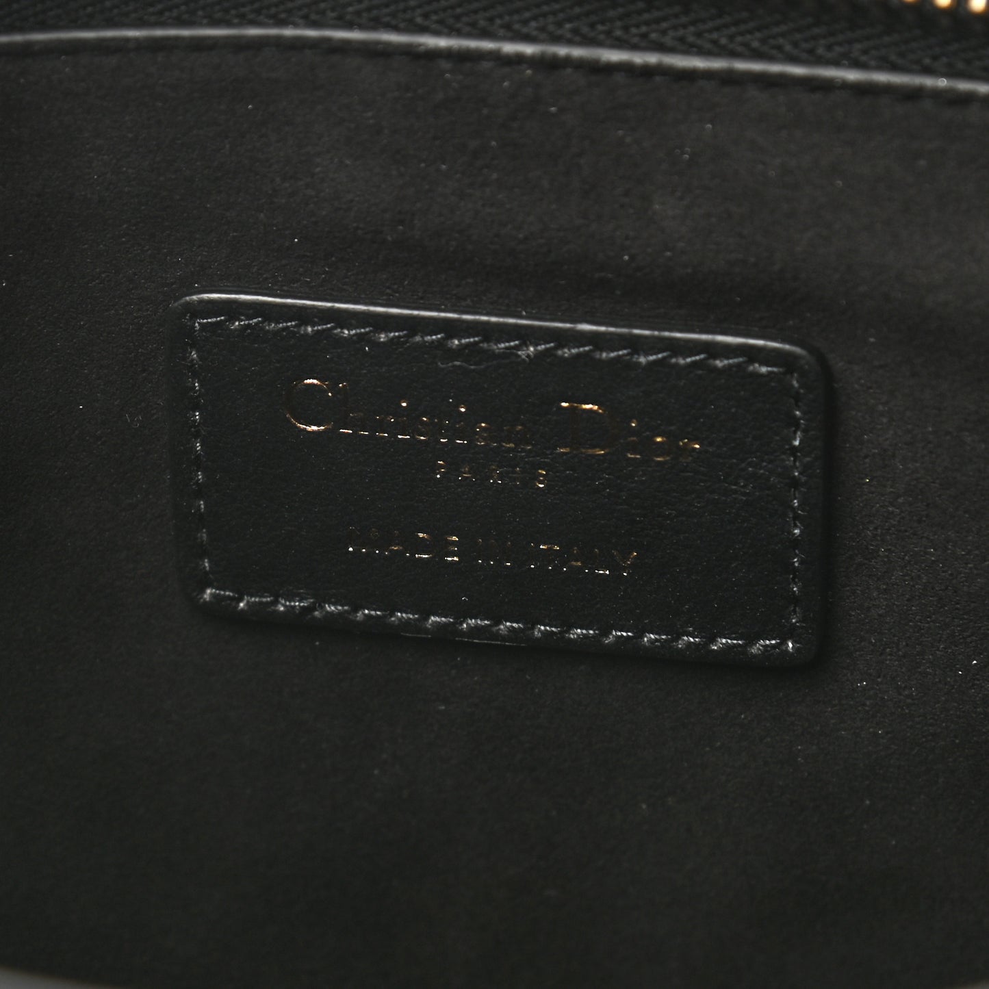 Calfskin Embossed Logo Zip Clutch Black