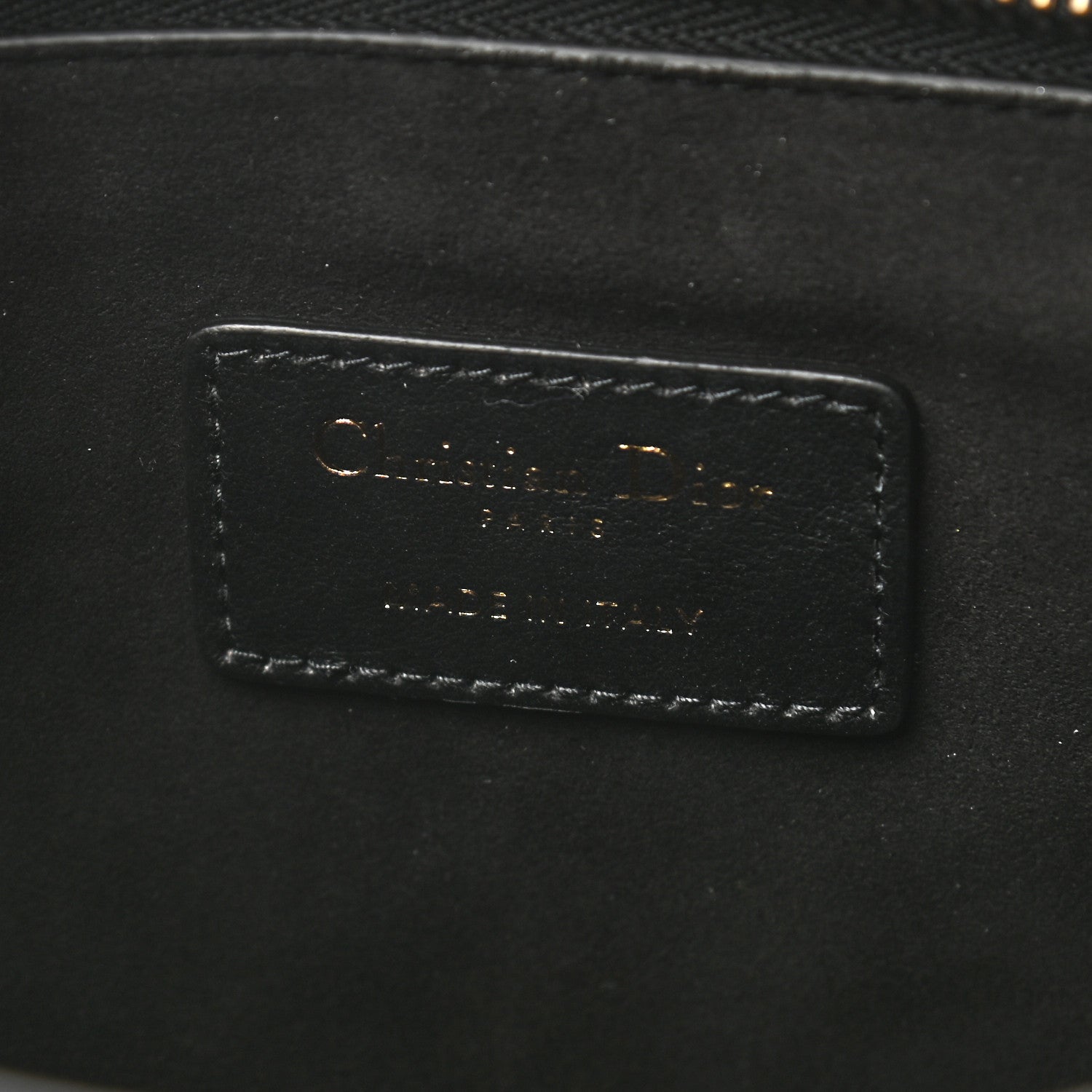 Christian Dior Calfskin Embossed Logo Zip Clutch Black 6 of 7