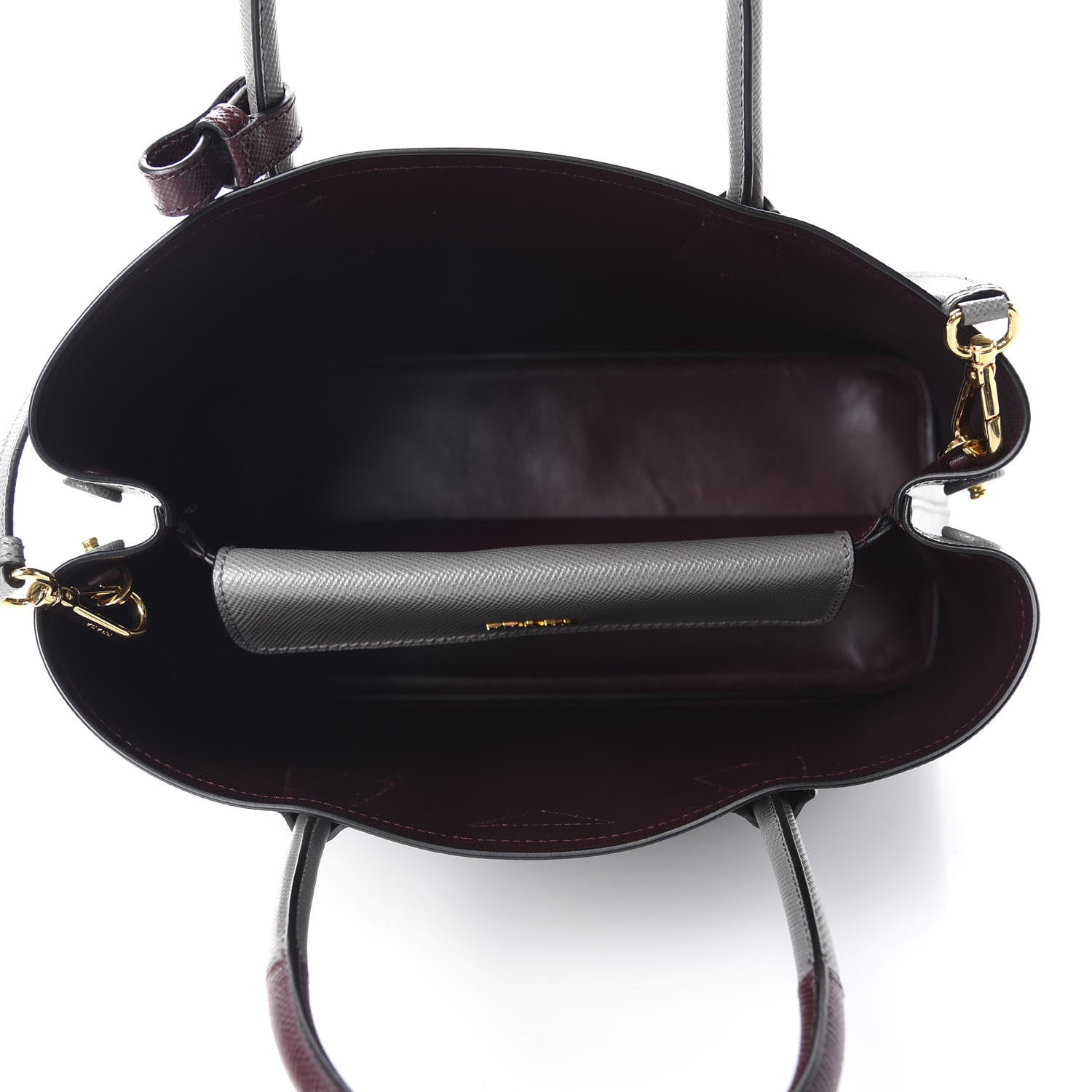 Prada Saffiano Cuir Medium Bi-Color Double Bag Marmo Granato 5 of 10