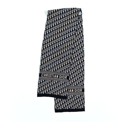 Christian Dior Wool Cashmere Oblique Scarf Beige Blue Black 2 of 3