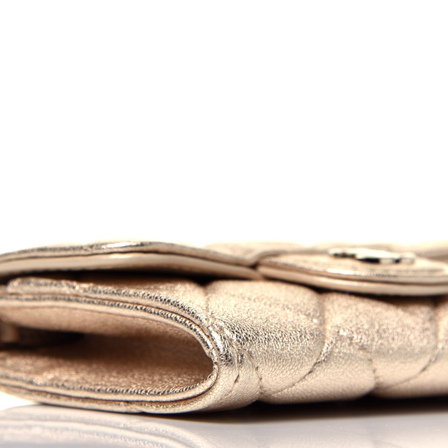 Metallic Lambskin Quilted Flap Chain Waist Bag Gold