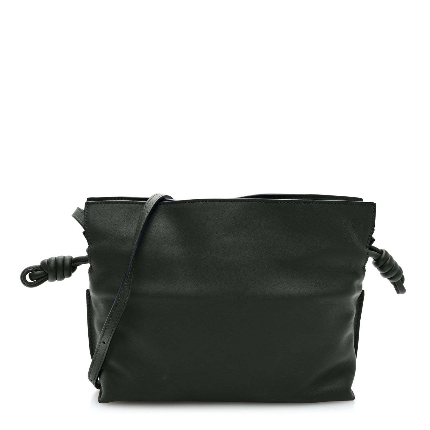 Calfskin Mini Flamenco Knot Clutch Vintage Khaki