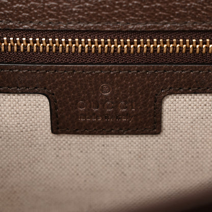 Gucci Monogram Jumbo GG Textured Dollar Calfskin Web Small Ophidia Padlock Top Handle Bag Camel Ebony New Acero 6 of 12
