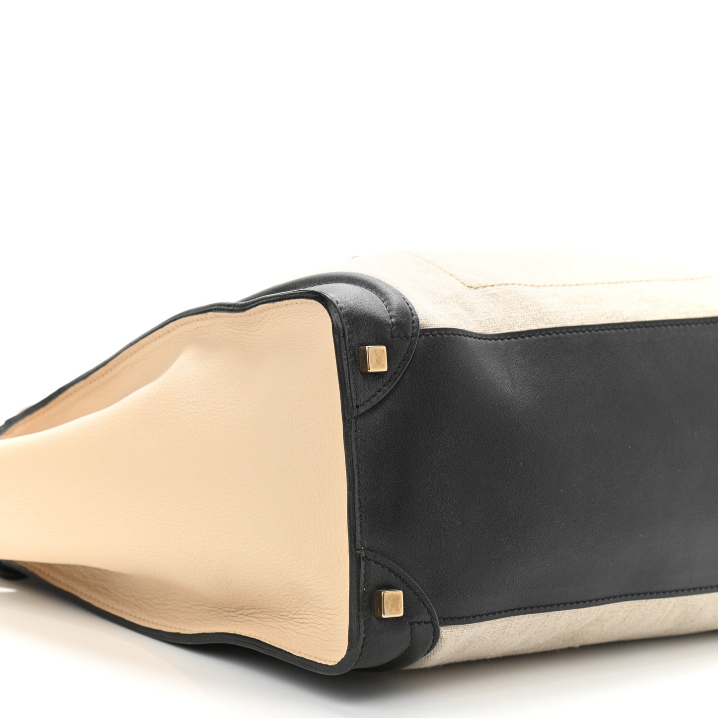 Calfskin Linen Tri-Color Shoulder Luggage Beige