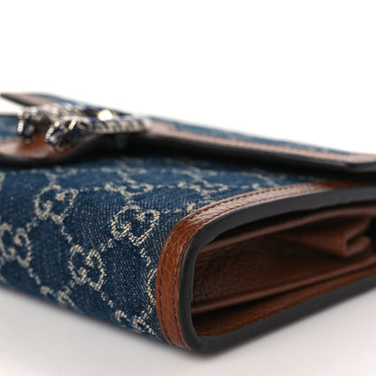 Gucci New Denim GG Monogram Dollar Calfskin Enamel Mini Dionysus Chain Wallet Blue Tea Cuir Epilog Electric Blue 8 of 8