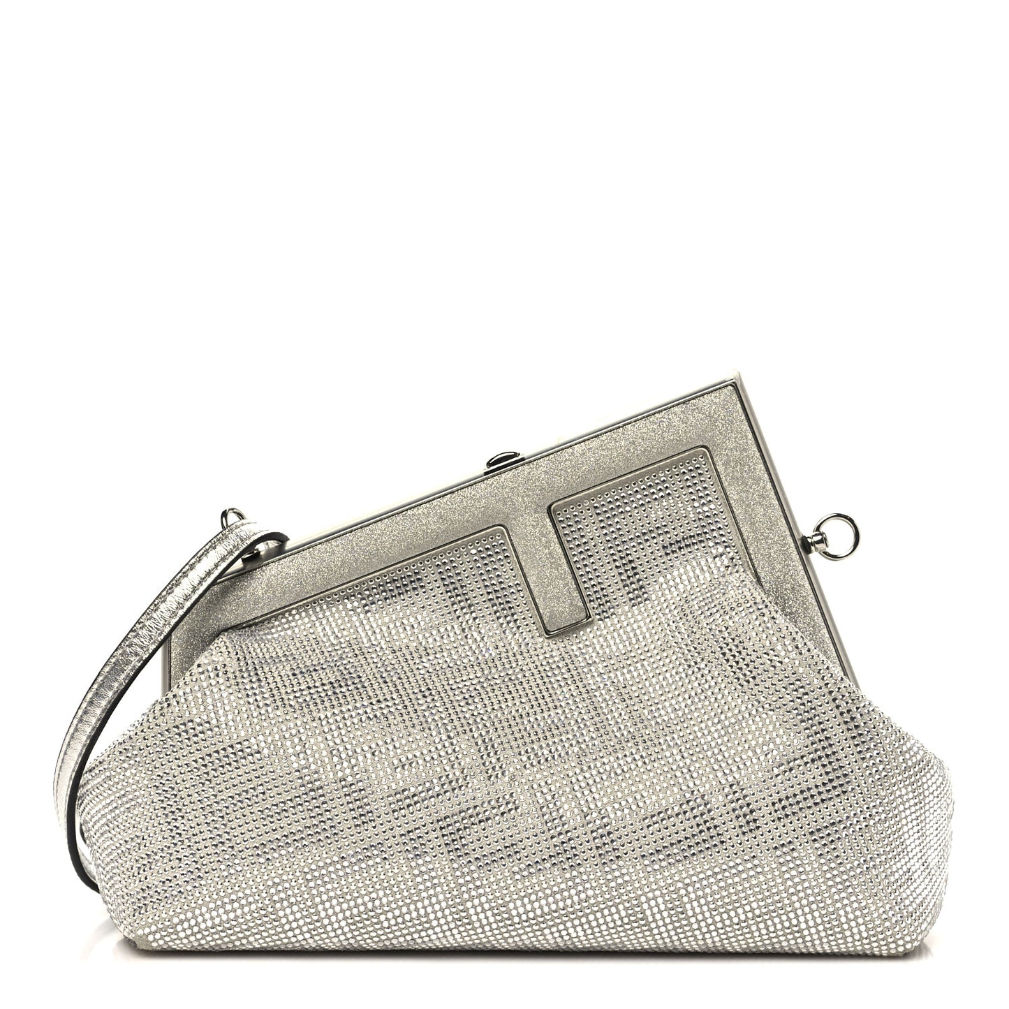 Crystal Vitello Laminato FF Fendi Small First Argento