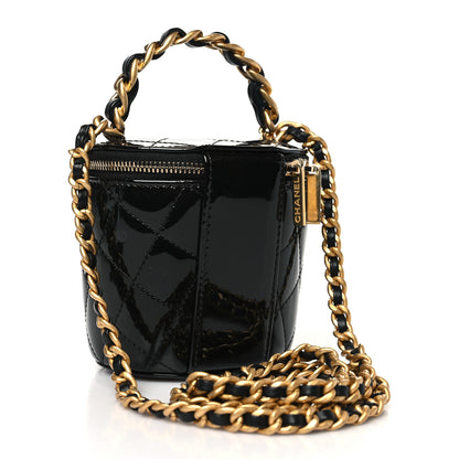 Chanel Patent Quilted Afternoon Tea Top Handle Vanity Case With Chain Black 3 of 11