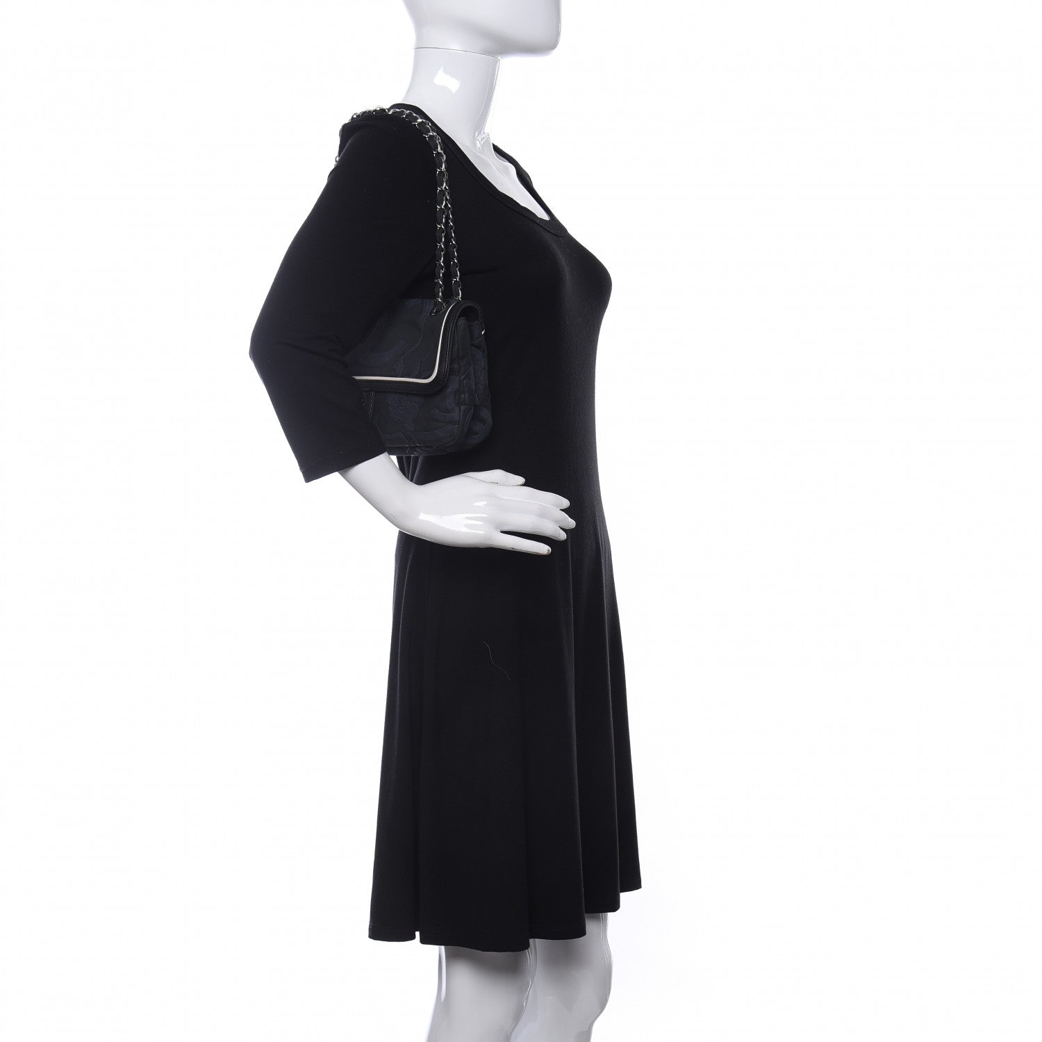 Chanel Canvas Camellia Embossed Flap Black 2 of 10