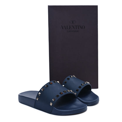 Valentino Garavani Rubber Rockstud Slide Sandals 41 Marine 8 of 8