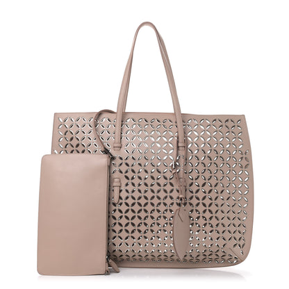 Alaia Calfskin Laser Cut Tote Sable 1 of 4