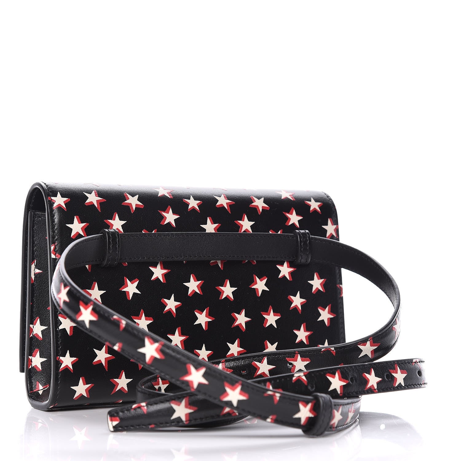 Saint Laurent Smooth Calfskin Star Print Monogram Kate Belt Bag Black Ivory Red 3 of 10
