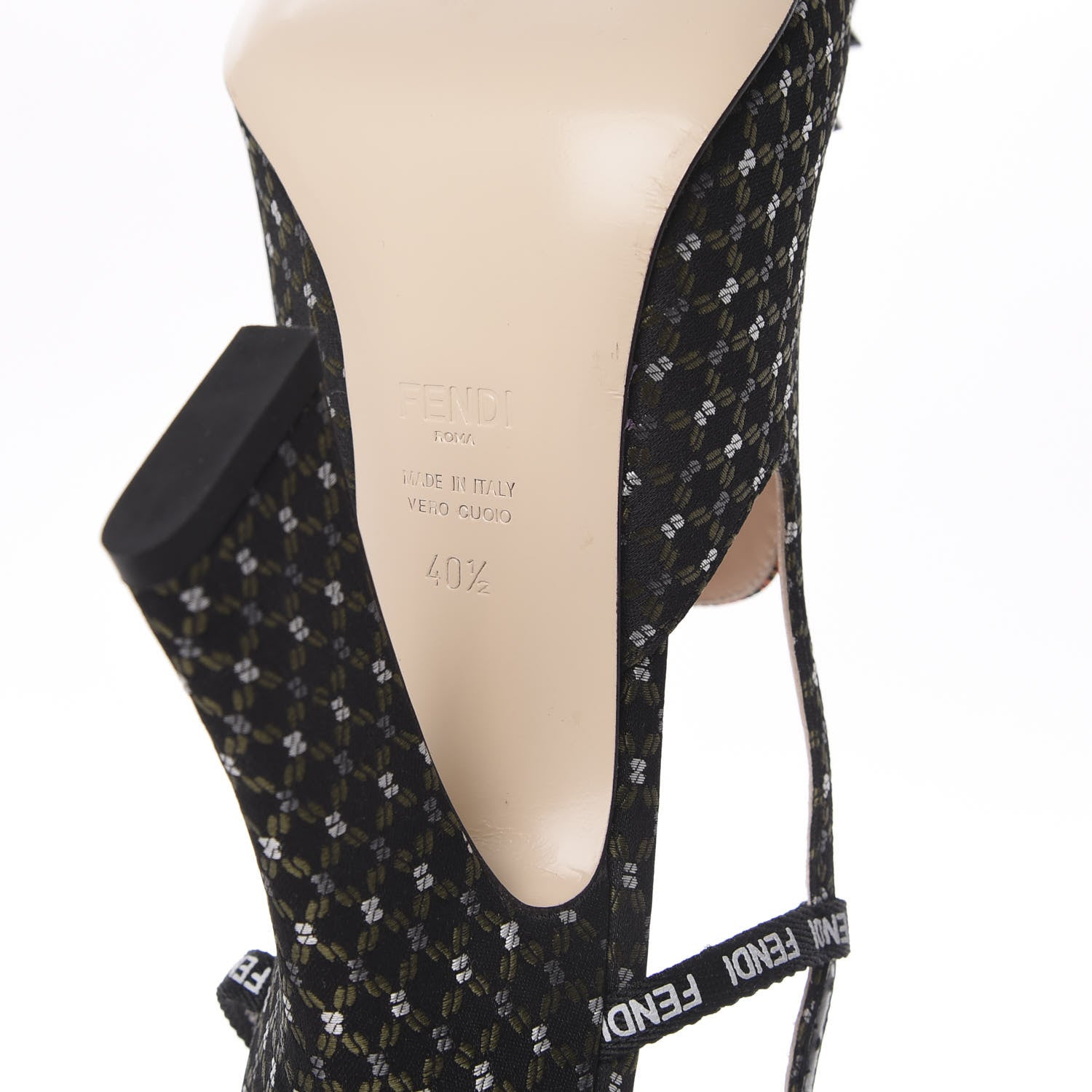 Fendi Fabric Jacquard Ffreedom Slingback Pumps 40.5 9 of 11