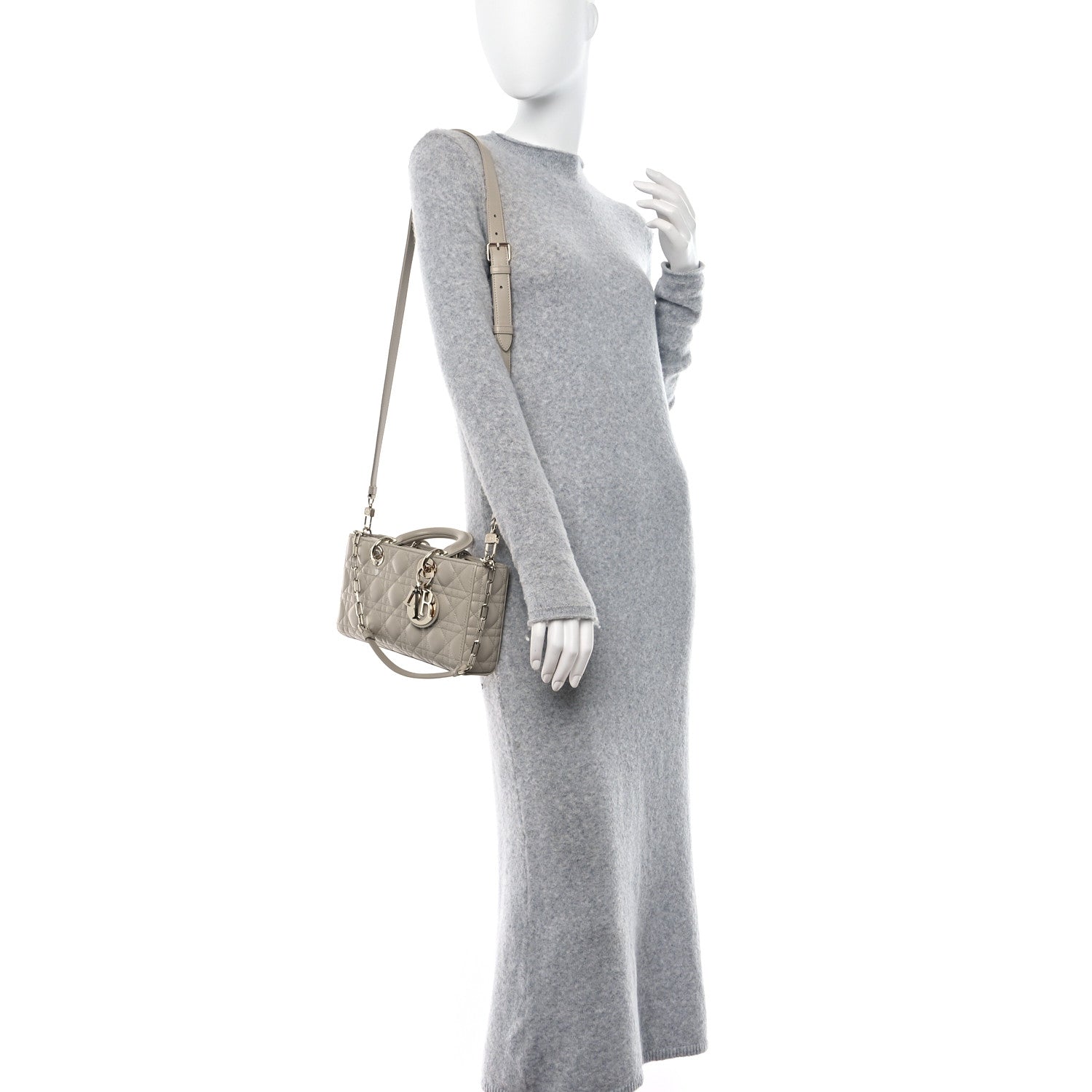 Christian Dior Lambskin Cannage Medium Lady D-Joy Warm Taupe 2 of 10