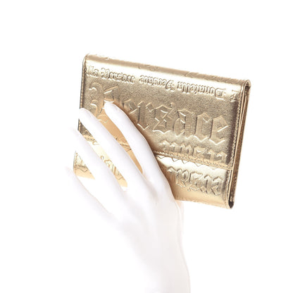 Versace Metallic Lambskin Logo Tri-Fold Flap Wallet Gold 2 of 9