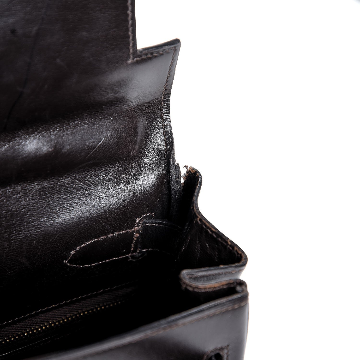 Hermes Box Kelly Retourne 32 Chocolate 37 of 53