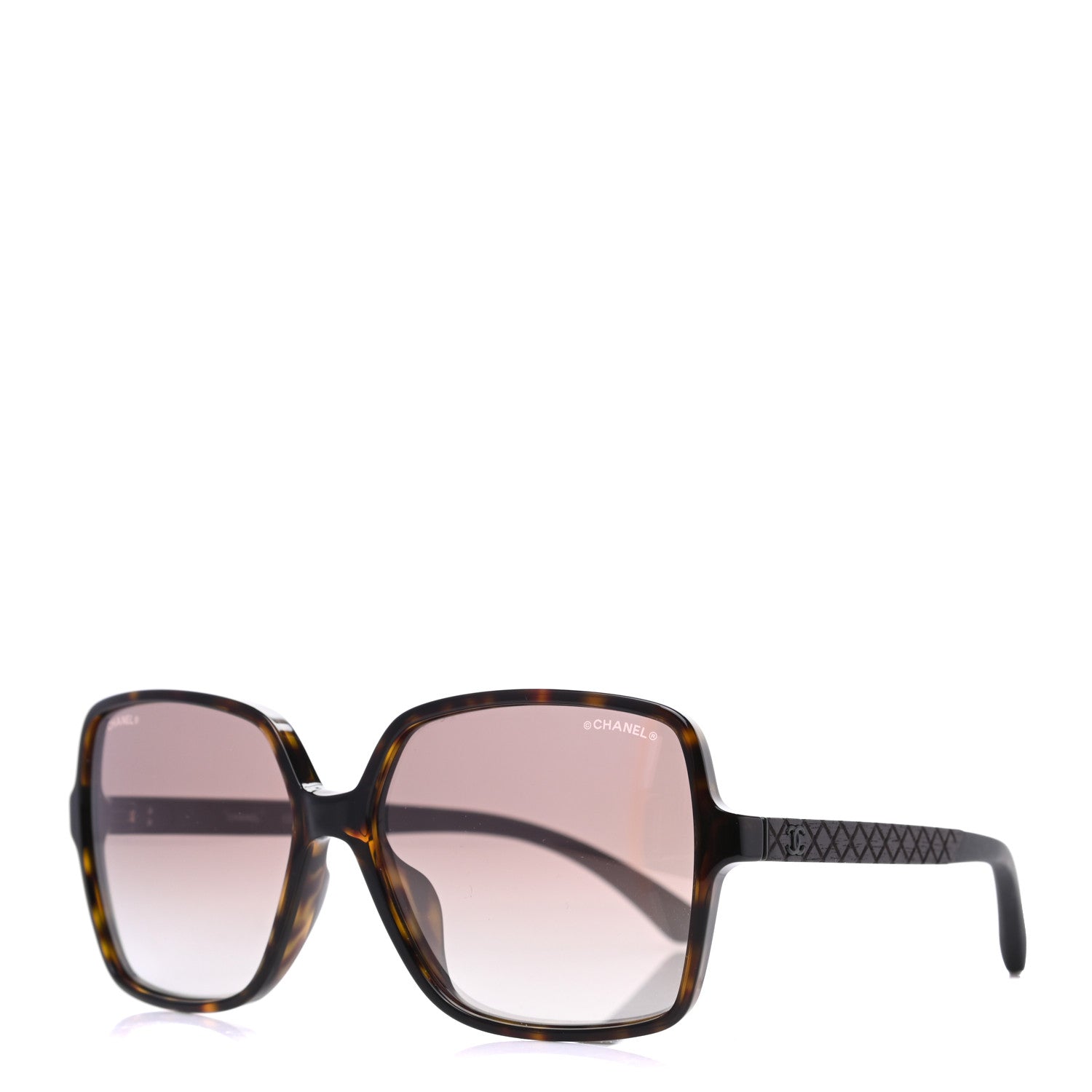Chanel Acetate Wood Rubber Square Sunglasses 9076 Dark Tortoise 1 of 8