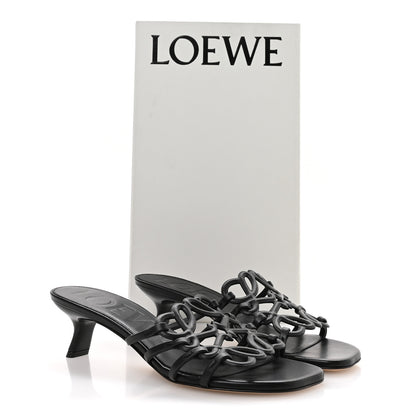 Loewe Calfskin Petal Anagram Caged Mule 45mm Sandals 37 Black 8 of 8