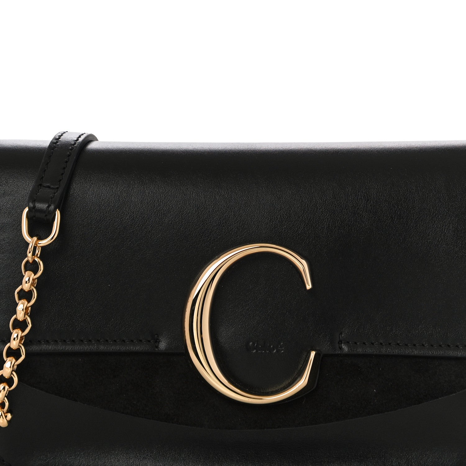 Chloe Calfskin Suede C Clutch With Chain Black 9 of 13