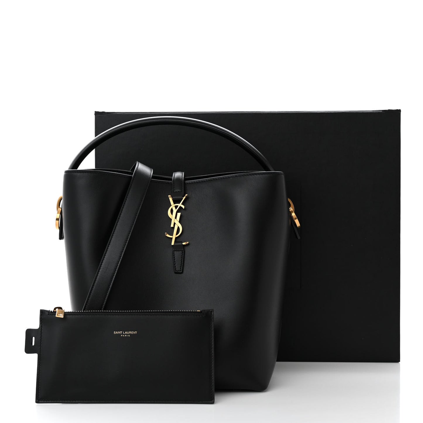 Shiny Calfskin Le 37 Bucket Bag Black