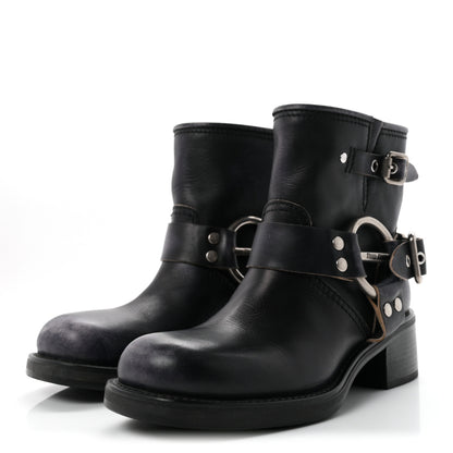 Miu Miu Vitello Deco Harness Enigneer Boots 37.5 Black 4 of 10