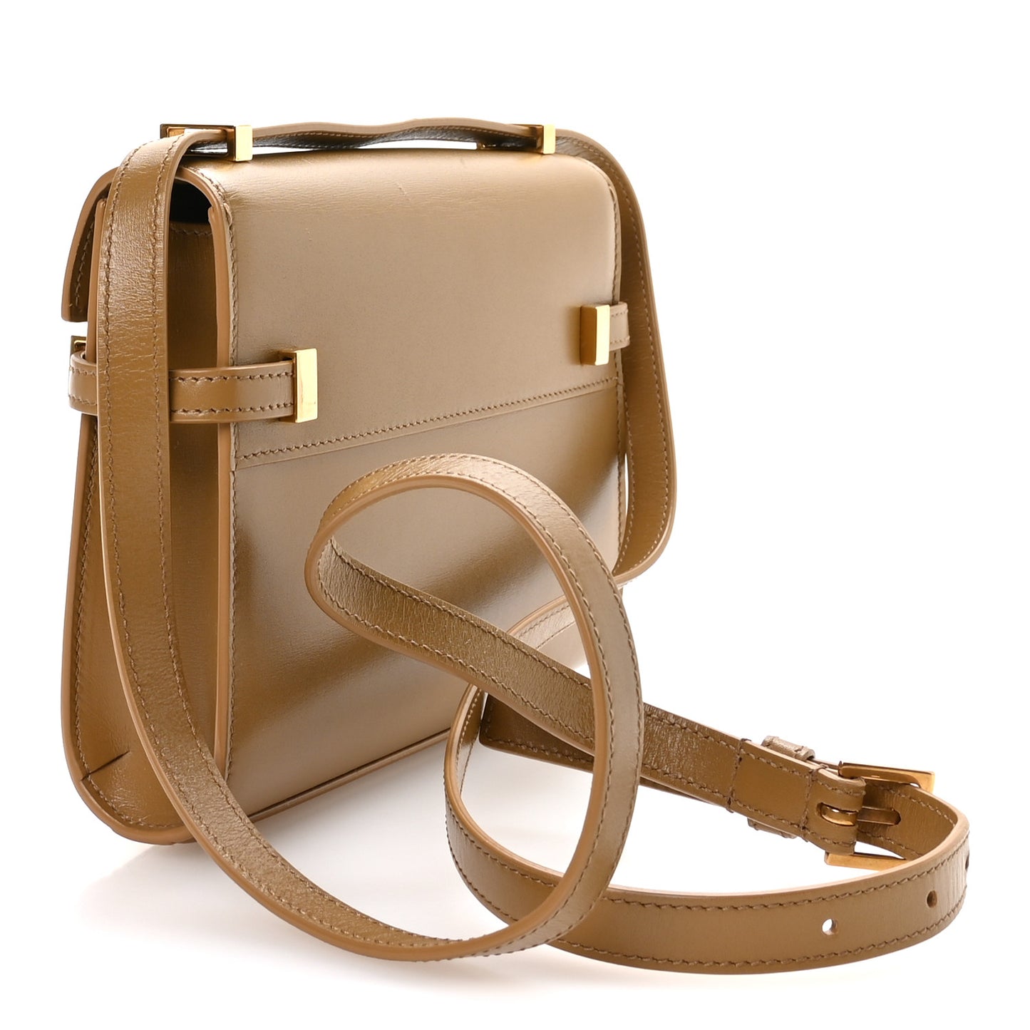 Smooth Calfskin Mini Manhattan Shoulder Bag Tabac Brown