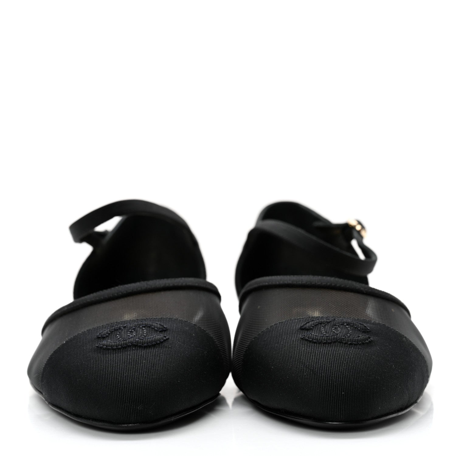 Chanel Mesh Grosgrain Cap Toe CC Flats 42 Black 2 of 11