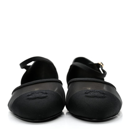 Chanel Mesh Grosgrain Cap Toe CC Flats 42 Black 2 of 11