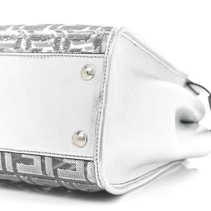 Fendi PVC Vitello Catalan Mirror Sequin FF Medium Peekaboo Iconic Satchel Argento 8 of 12