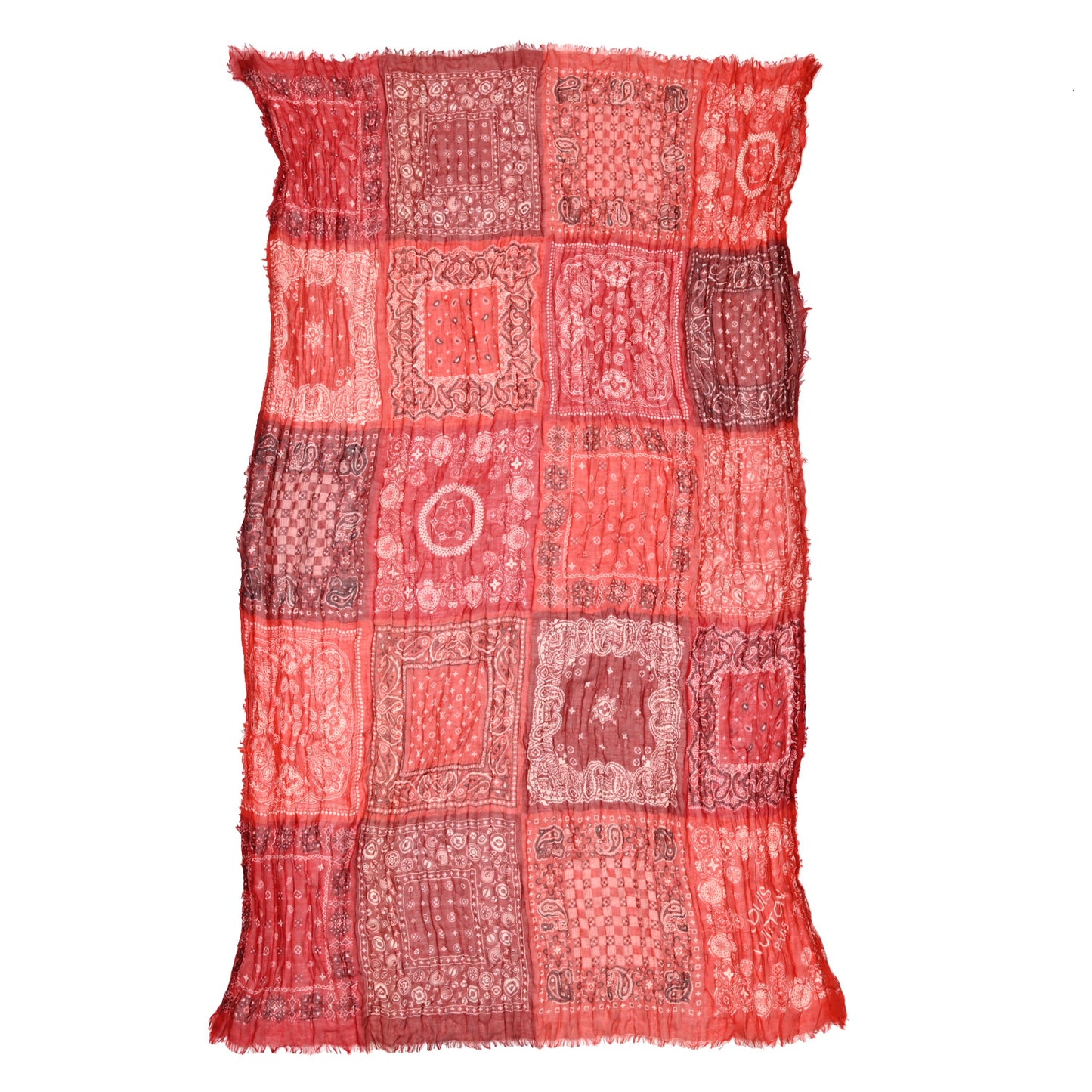 Silk Bandana Patch Scarf Red