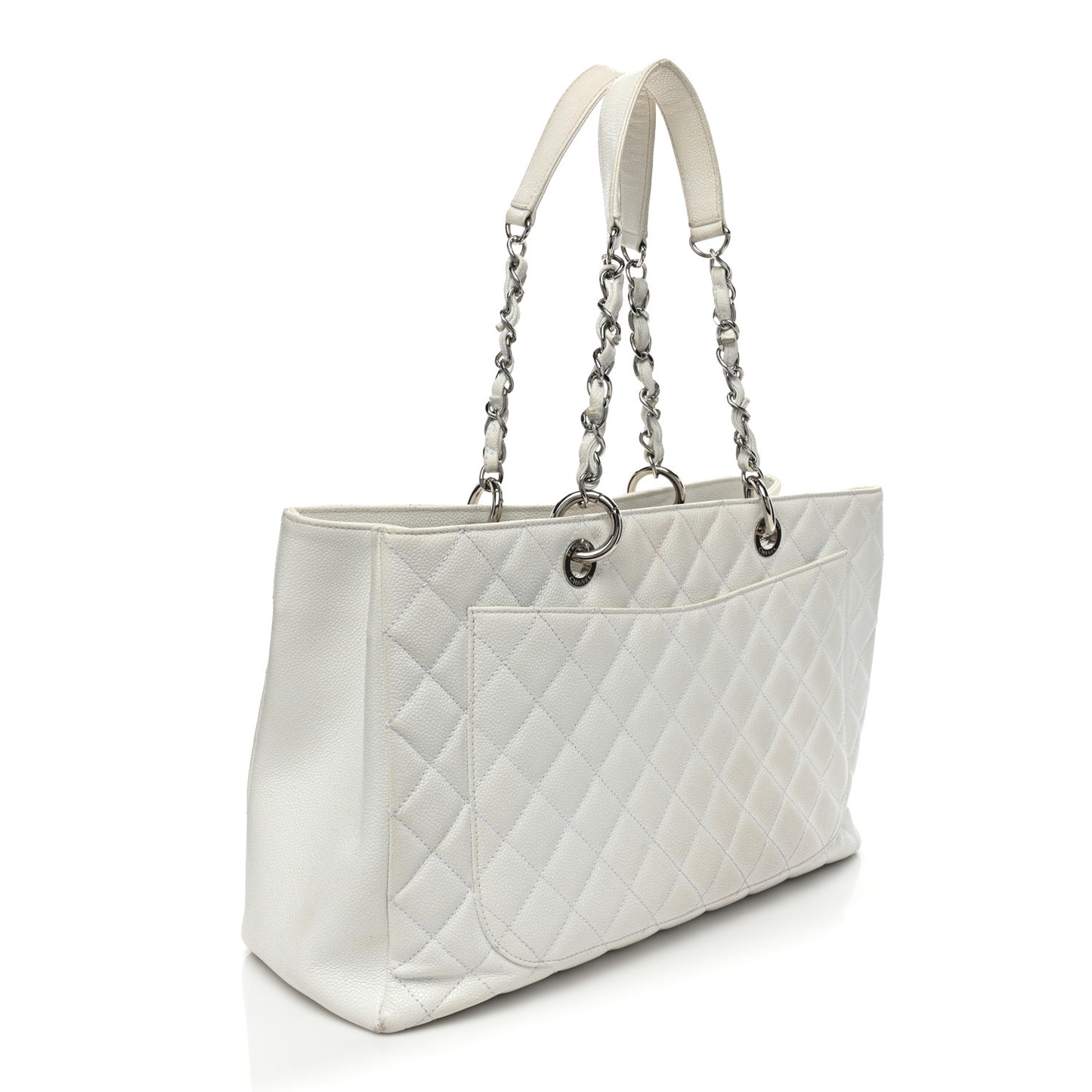 Caviar Quilted XL Grand Shopping Tote GST White