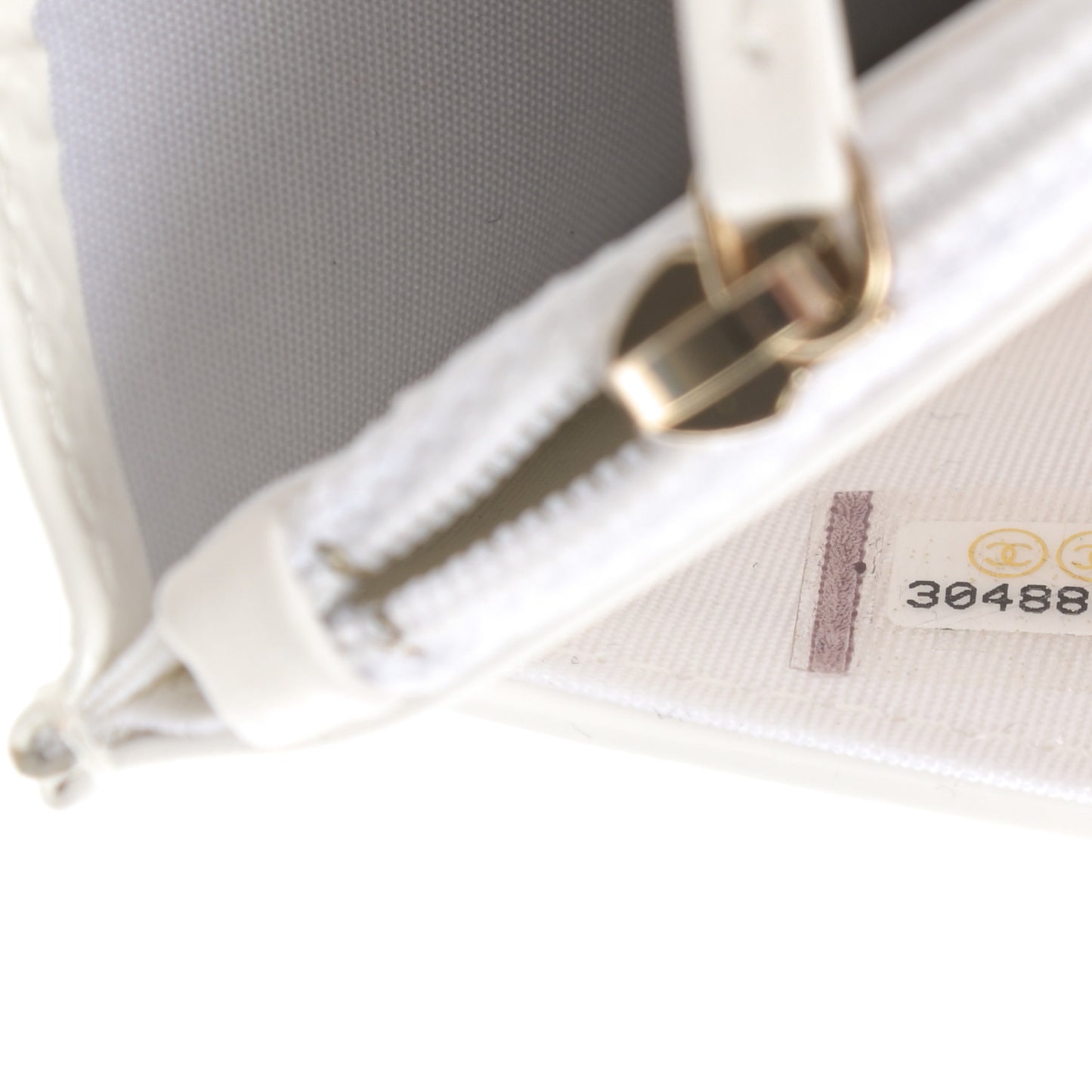 Shiny Crumpled Calfskin Quilted Chanel 19 Wallet On Chain WOC White