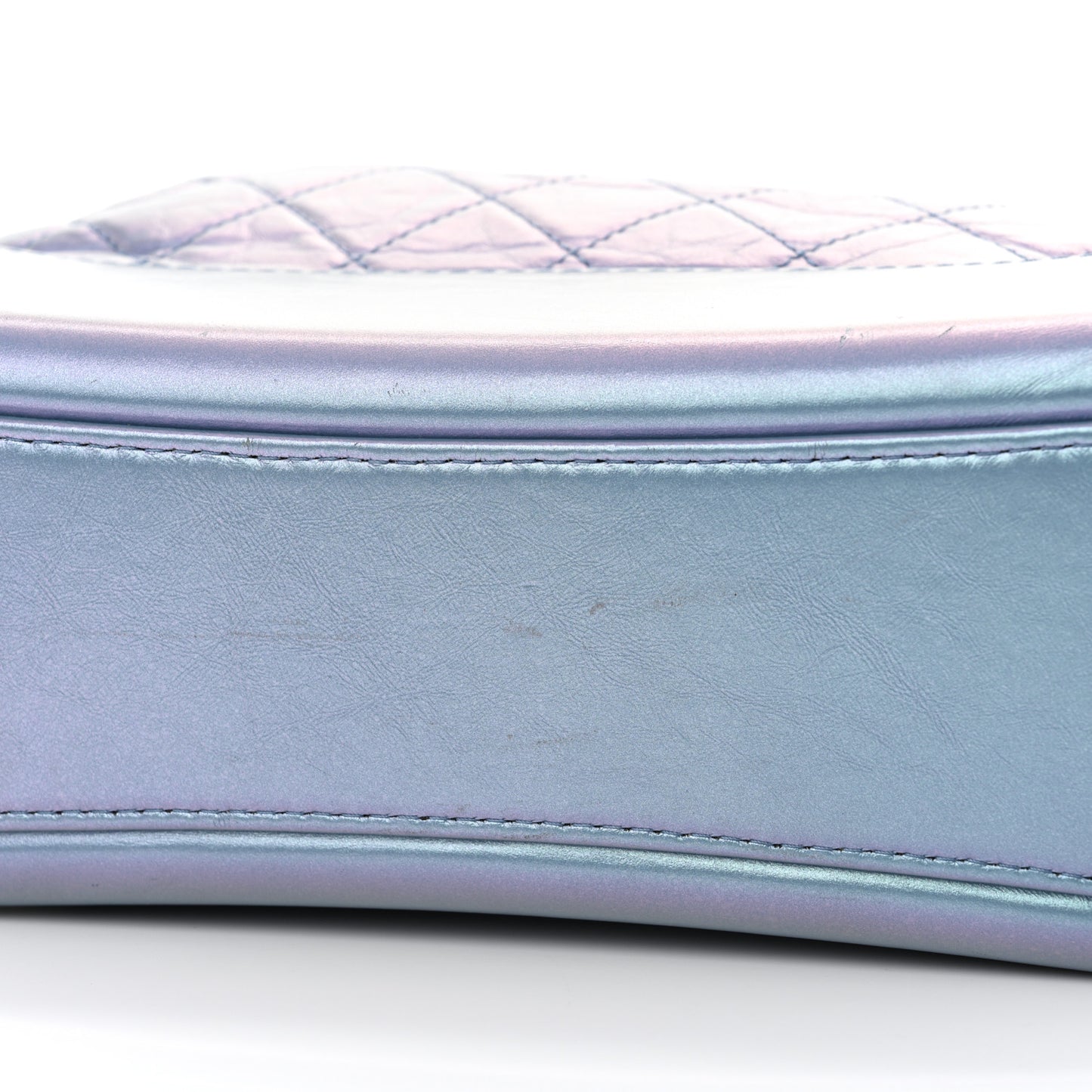Iridescent Aged Calfskin Quilted Medium Gabrielle Hobo Blue
