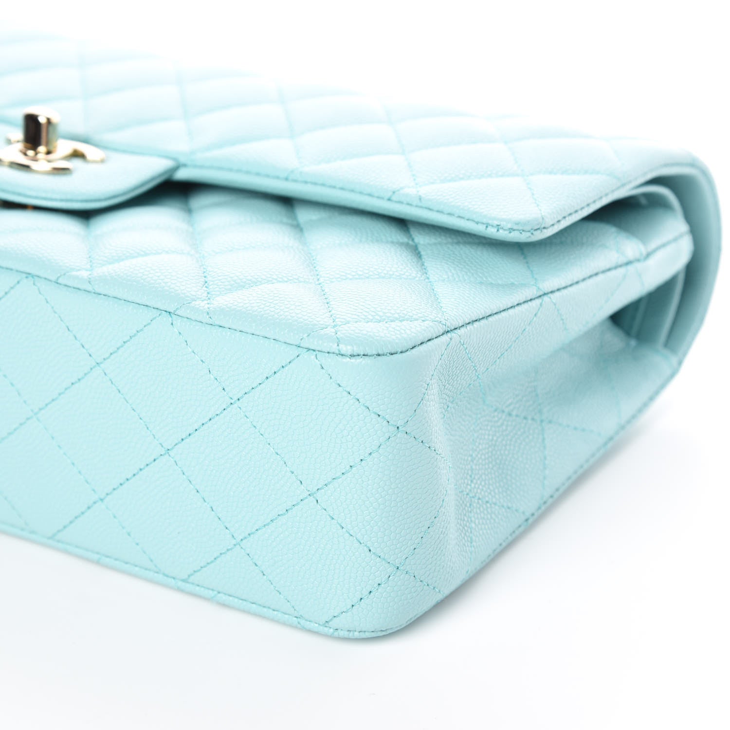 Chanel Caviar Quilted Medium Double Flap Light Blue 9 of 10
