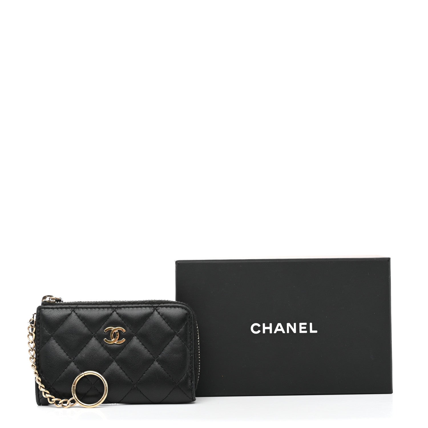 Chanel Lambskin Quilted Key Holder Case Black 8 of 8