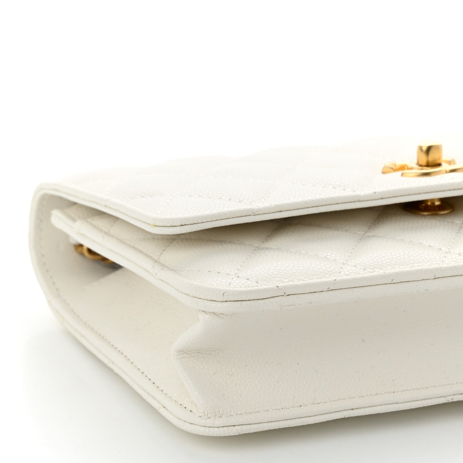 Chanel Caviar Quilted Twist Your Buttons Wallet On Chain WOC White 10 of 14