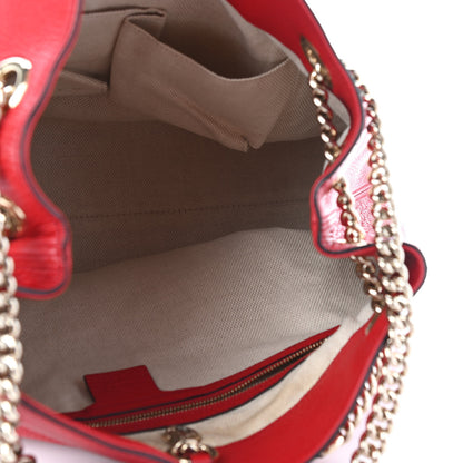 Gucci Pebbled Calfskin Medium Soho Chain Shoulder Bag Tabasco Red 4 of 4