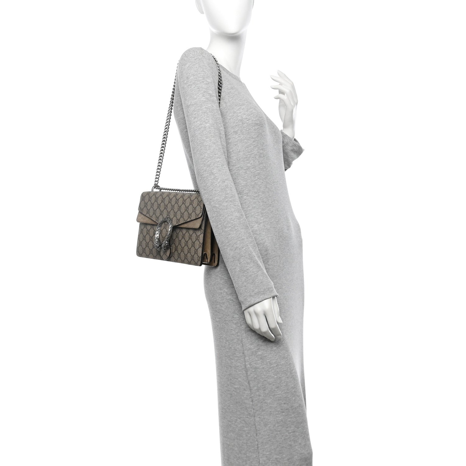Gucci GG Supreme Monogram Small Dionysus Shoulder Bag Taupe 2 of 14