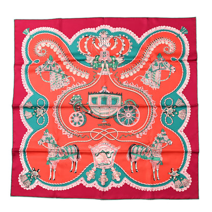Hermes Silk Paperoles Scarf 90 Corail Fuchsia Vert 1 of 5