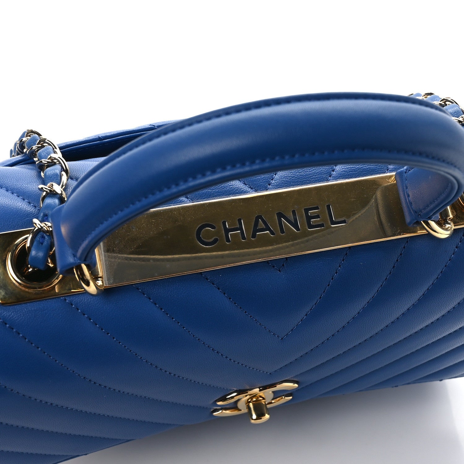 Chanel Lambskin Chevron Quilted Medium Trendy CC Dual Handle Flap Bag Blue 12 of 12