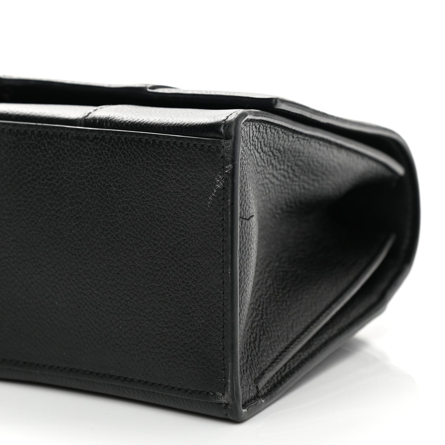 Grained Calfskin Medium Hourglass Top Handle Bag Black