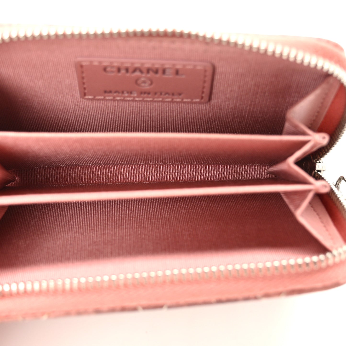 Ombre Patent Calfskin Quilted Small Zip Around Coin Purse Pink White