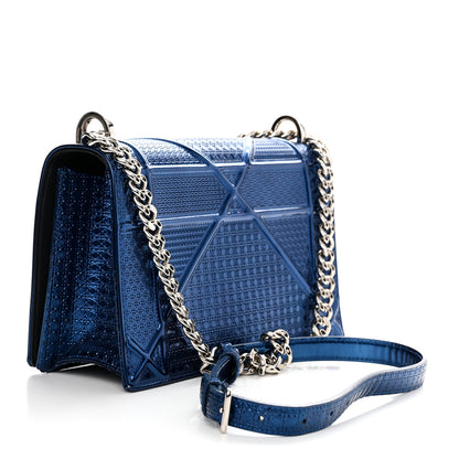 Christian Dior Metallic Patent Micro-Cannage Medium Diorama Flap Bag Blue 3 of 11