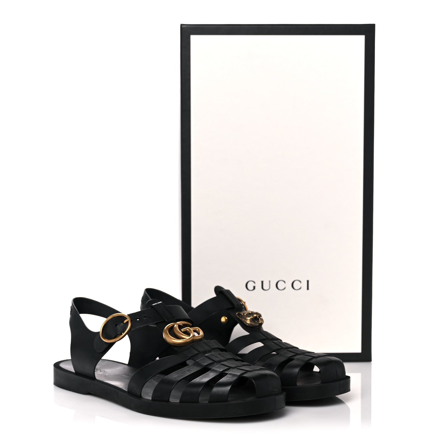 Gucci Rubber Mens Buckle Strap Sandal 8 Black 12 of 12