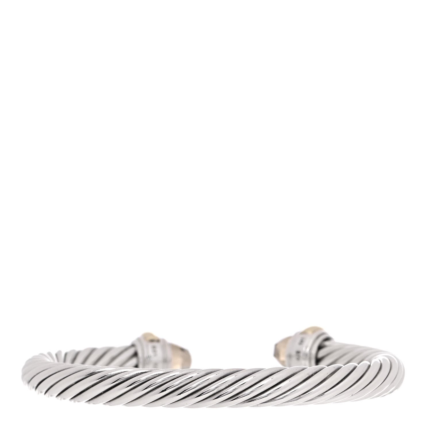 David Yurman Sterling Silver 14K Yellow Gold Smoky Quartz 7mm Cable Classics Bracelet 3 of 5