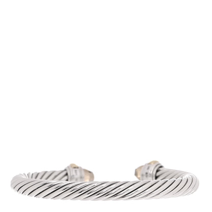 David Yurman Sterling Silver 14K Yellow Gold Smoky Quartz 7mm Cable Classics Bracelet 3 of 5
