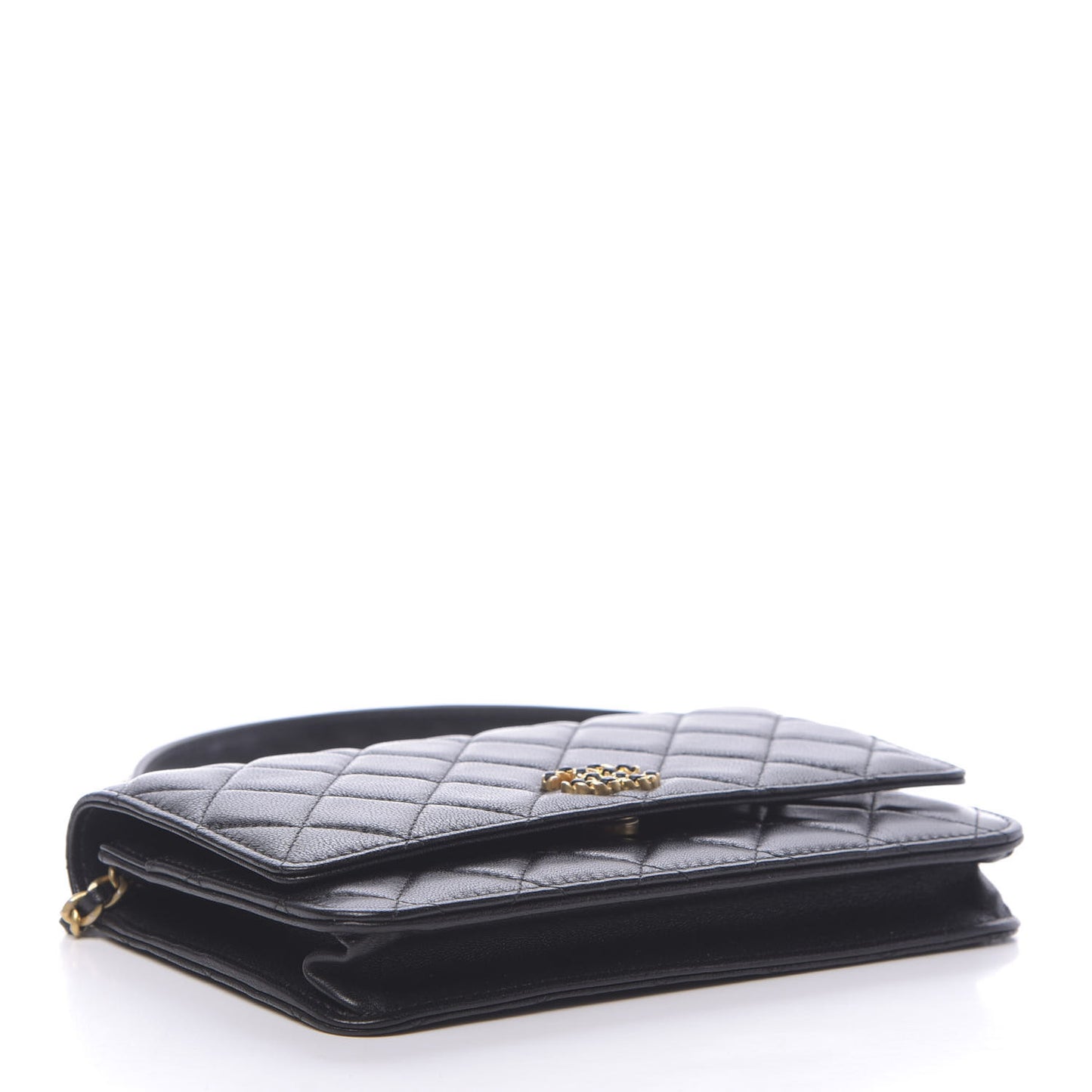 Lambskin Quilted Infinity Wallet On Chain WOC Black