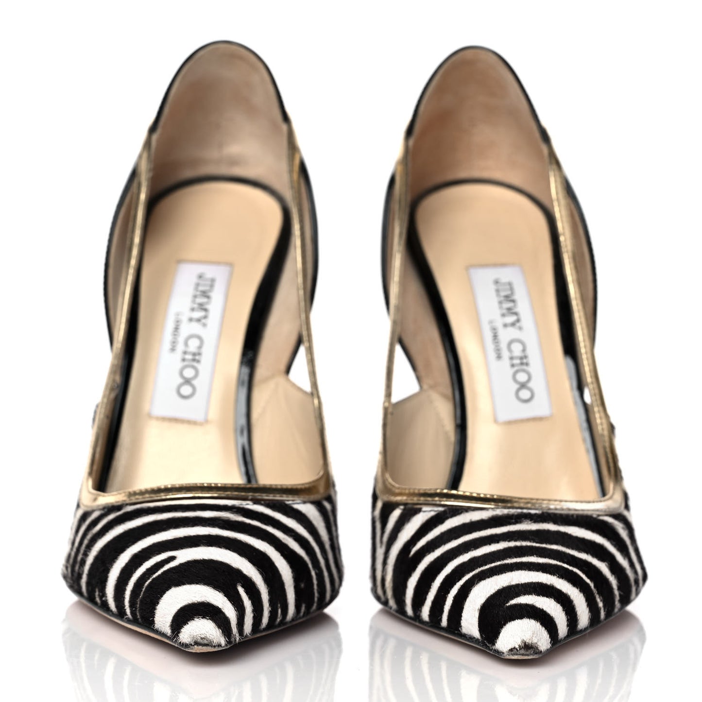 Pony Hair Zebra Print Patent Pointy Toe 100 Pumps 38 Black